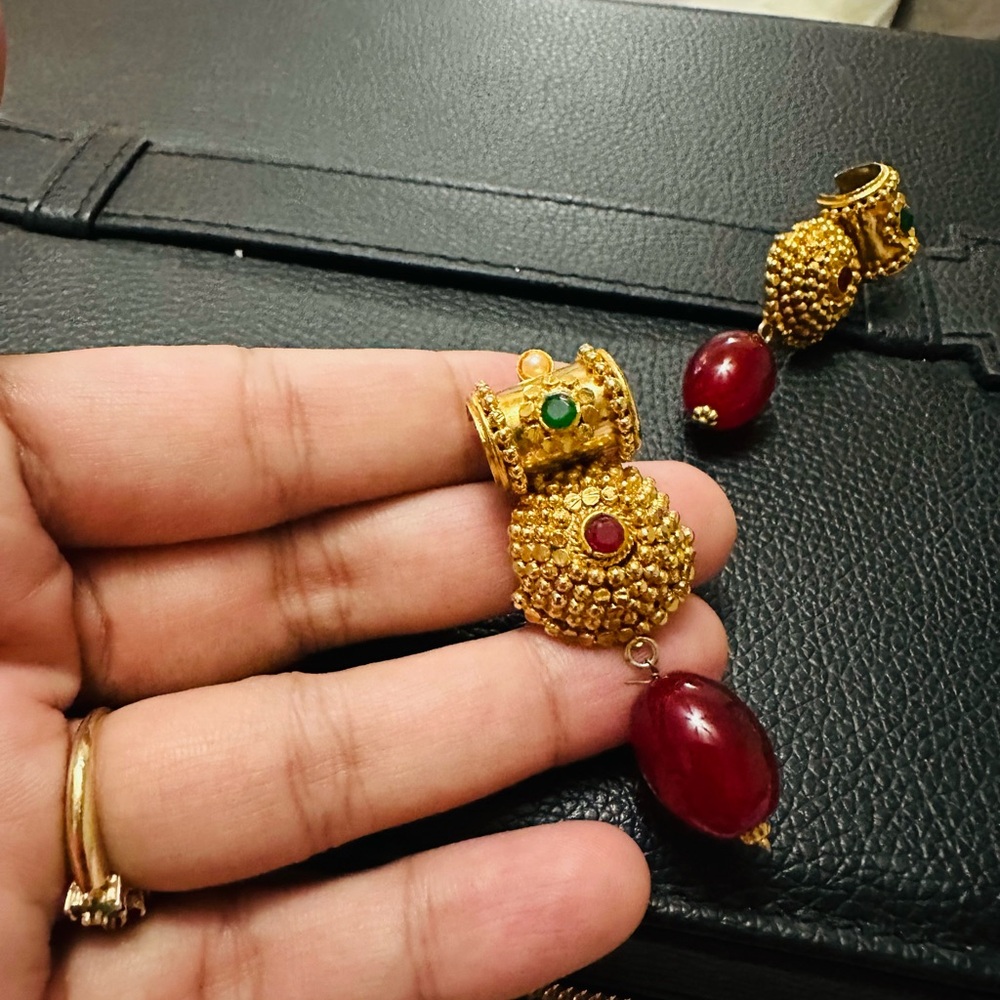Elegant Gold and Red Earrings